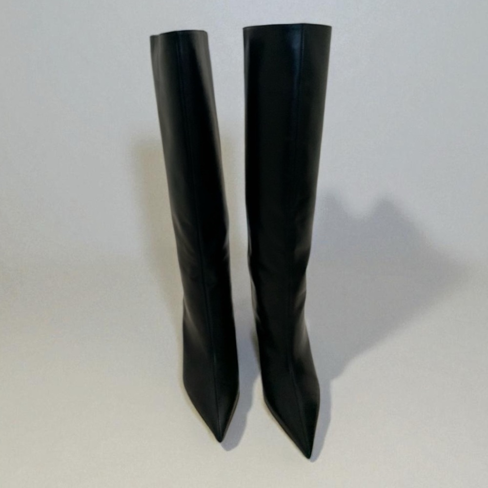 JIMMY CHOO Blake 85 logo-appliquéd leather wedge knee boots Size 36.5 - Picture 4 of 9